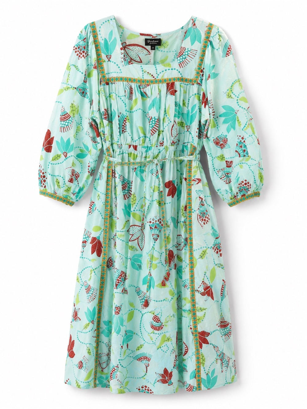 Gudrunsjoden Aqua Floral Print Long Sleeve Dress